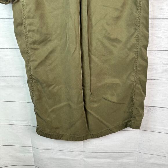 Free People Medium Green Utility Button Front Cuffed Sleeve Tunic Mini Dress - Picture 6 of 9
